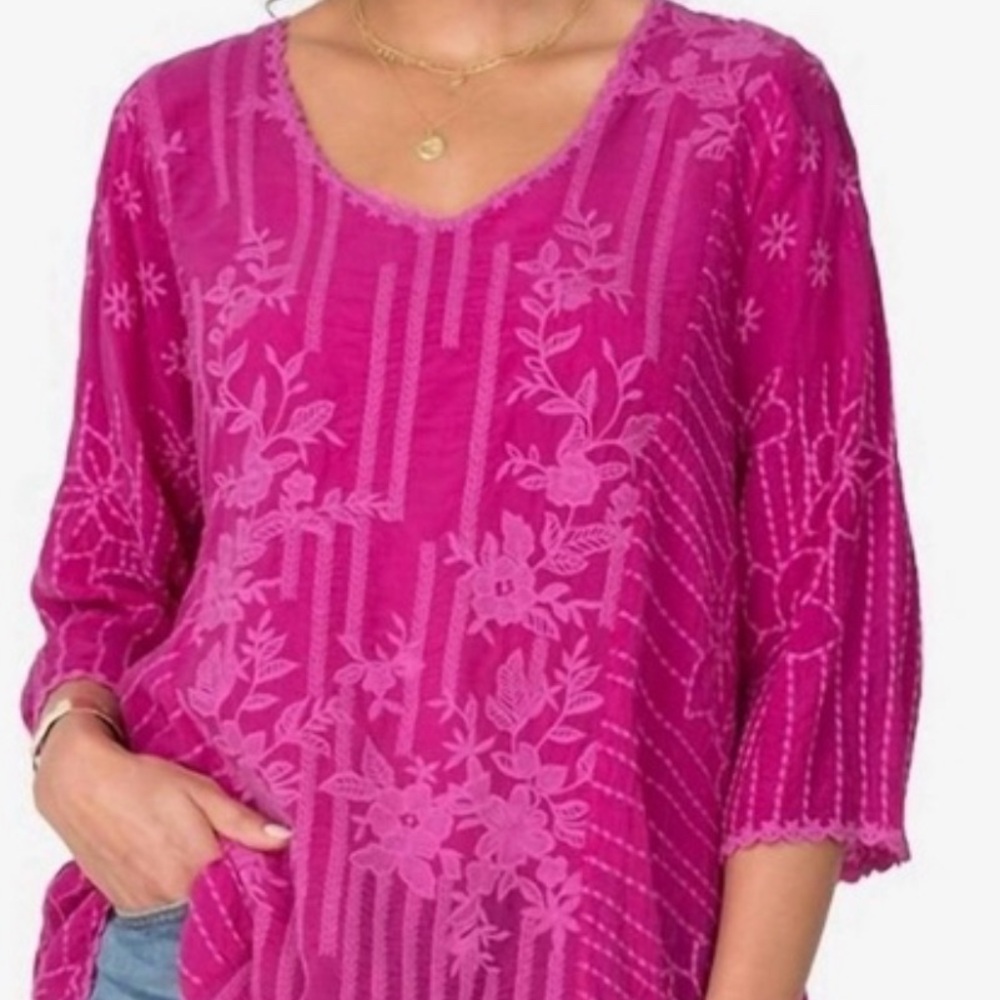 Johnny Was Lizbeth Blouse Fuchsia Pink L